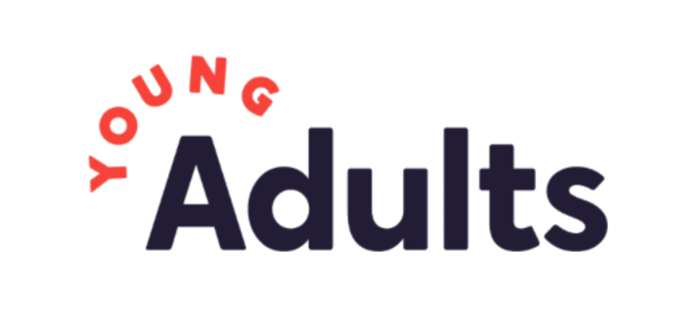A logo with the word 'Young' in red letters arched over the larger word 'Adults' in dark purple, on a white background.