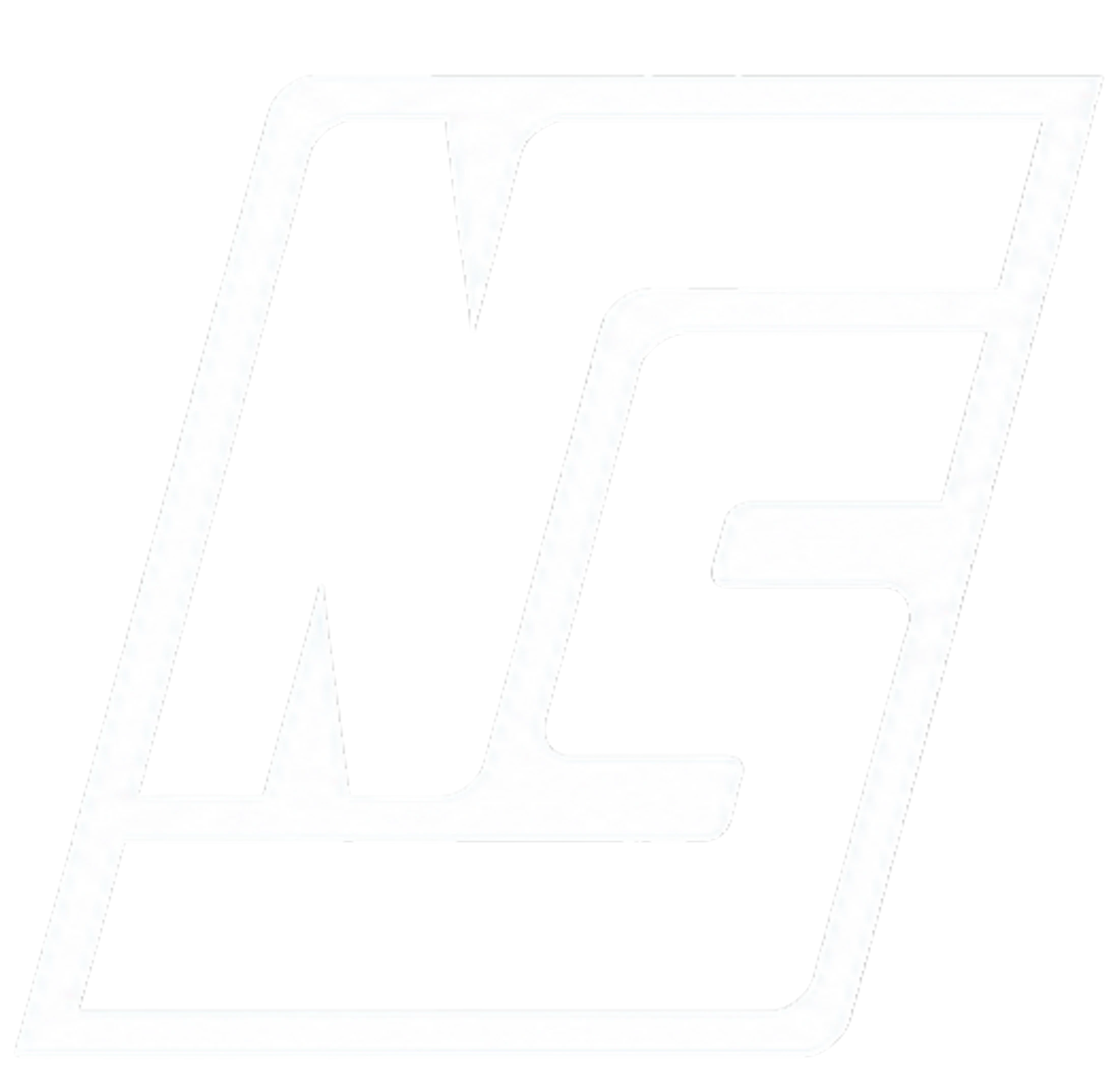 A modern, stylized monogram logo featuring the letters N and G intertwined. The white logo is set within a slanted rectangular border on a white background.