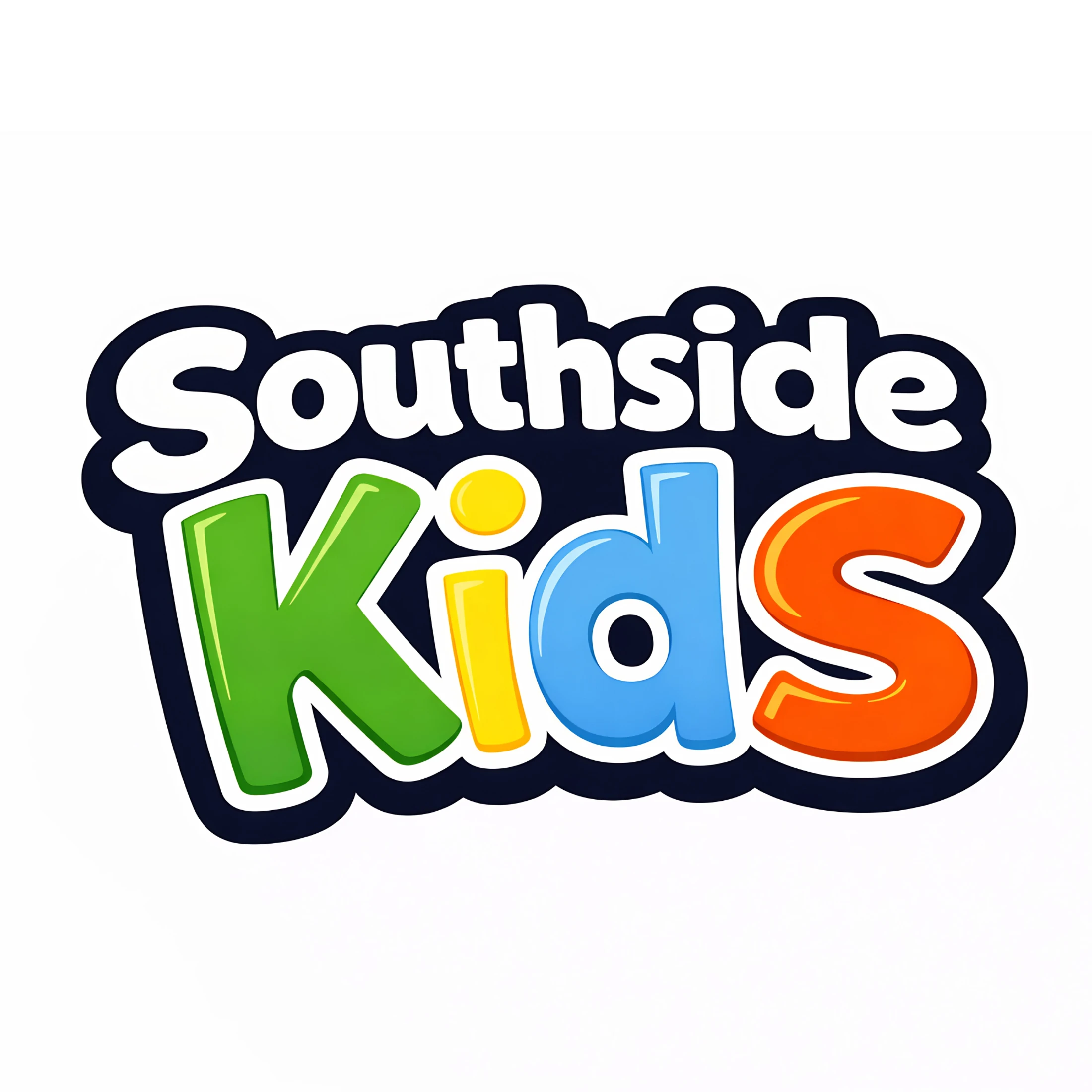 The Southside Kids logo features 'Southside' in white text and 'Kids' in large, colorful letters of green, yellow, blue, and orange on a dark background.