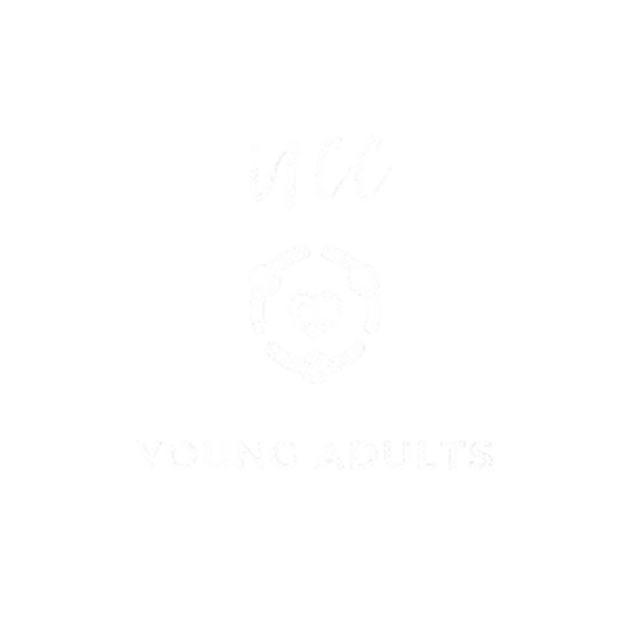A white logo for 'ILL Young Adults'. It features the letters 'ILL' in script above a circular emblem containing a heart, with the text 'YOUNG ADULTS' below.
