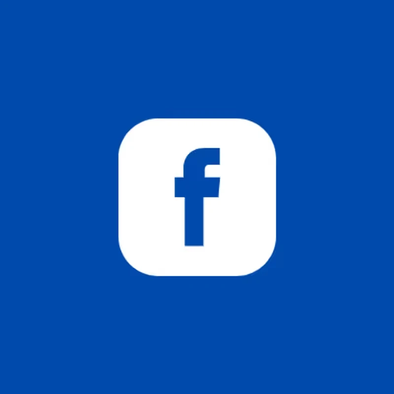 The Facebook logo, featuring a blue lowercase letter 'f' inside a white rounded square, set against a solid blue background.