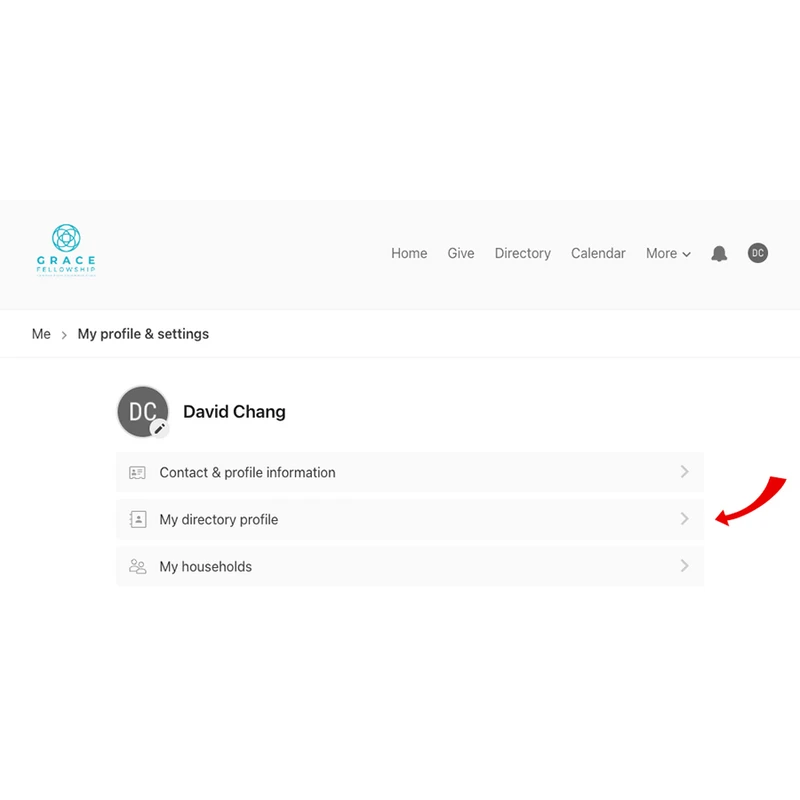 <span>Select "My directory profile".</span>