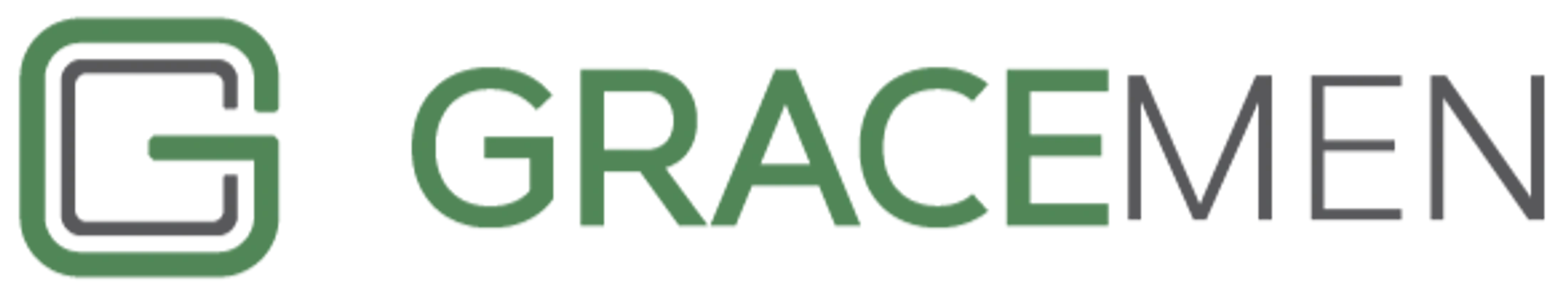 The logo for GraceMen, featuring a stylized G icon next to the word GRACEMEN in green and gray text on a white background.