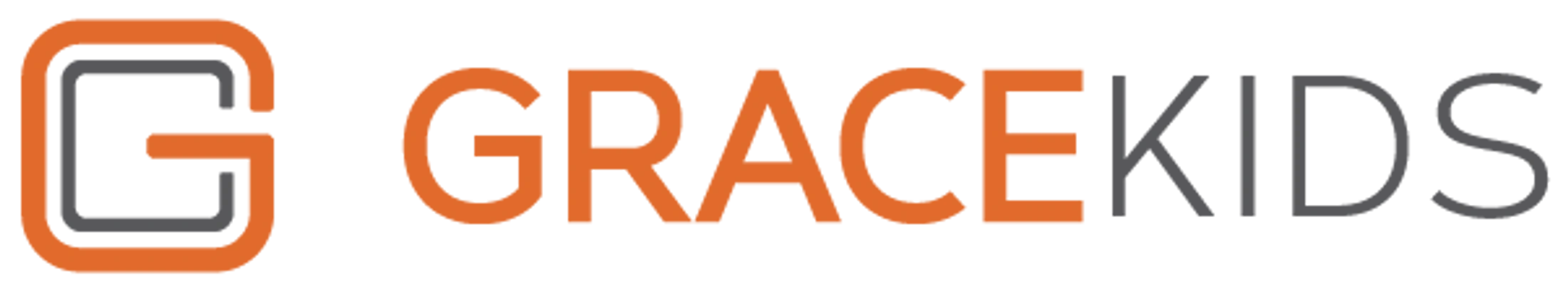 The GraceKids logo, with a stylized orange and grey 'G' icon next to the word 'GRACE' in orange and 'KIDS' in grey.