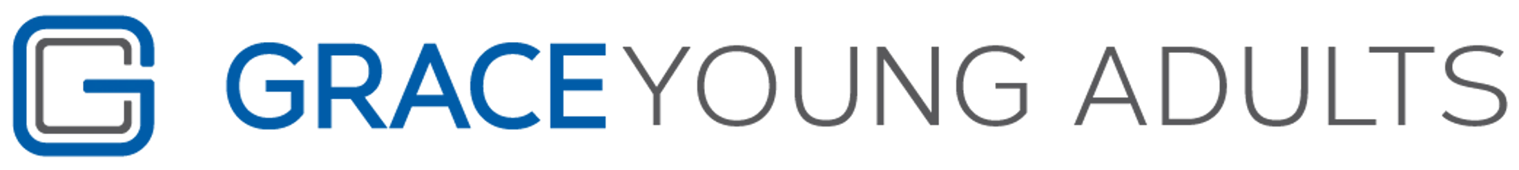The logo for Grace Young Adults, featuring a stylized blue and grey 'G' icon next to the words 'Grace' in blue and 'Young Adults' in grey.