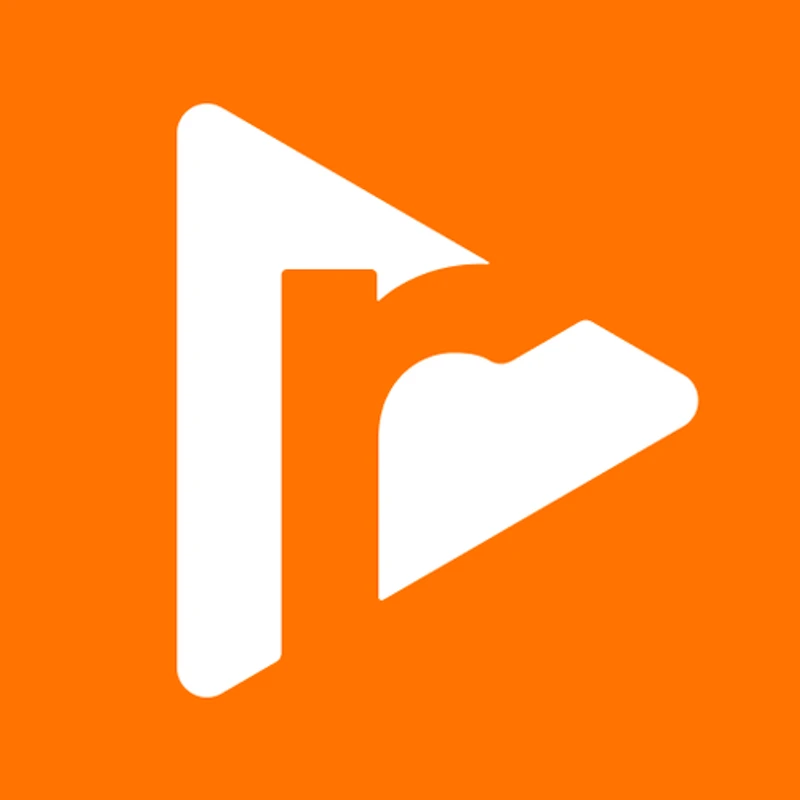 The logo for the Rec Room app, featuring a stylized white letter 'R' on a vibrant orange square background.