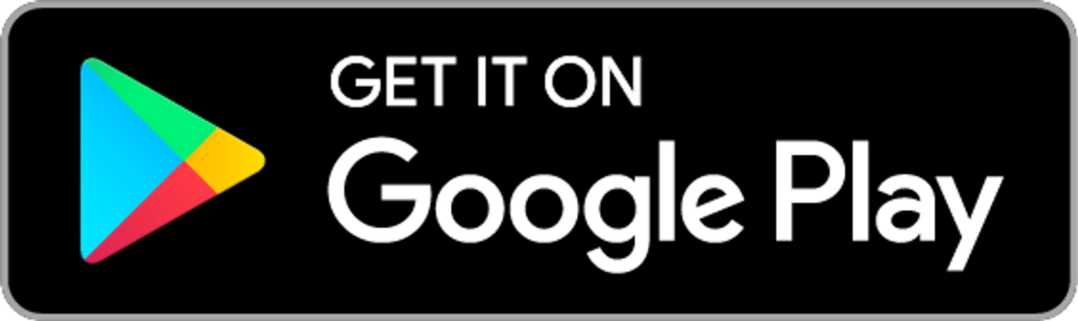 A black button with the Google Play Store logo on the left and white text that reads "GET IT ON Google Play" on the right.