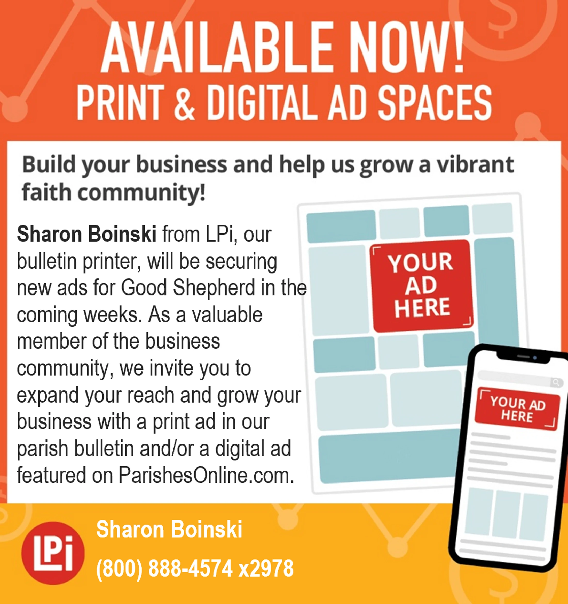 Build Your Business and Help Us Grow a Vibrant Faith Community!
