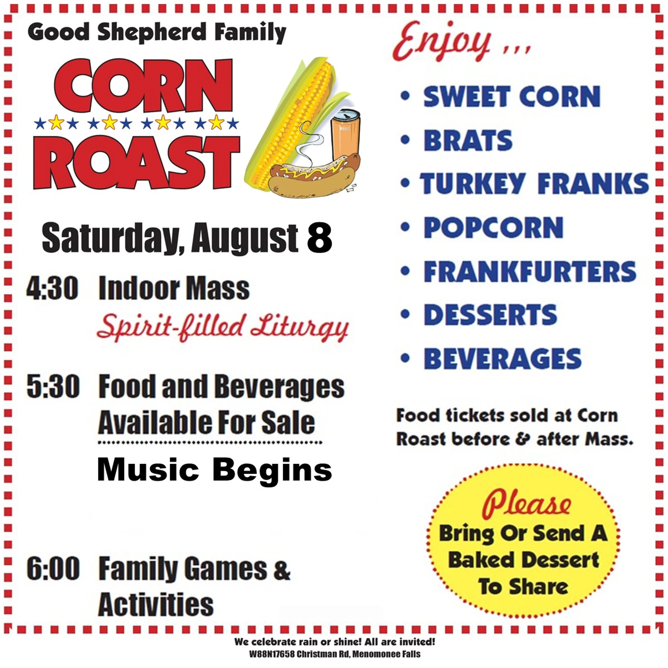 Good Shepherd Corn Roast Volunteers Needed