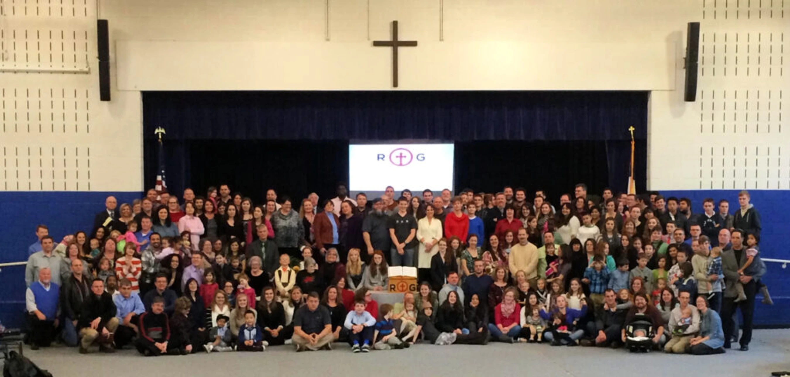 The group of people at the first church service of RGBC on January 4, 2015