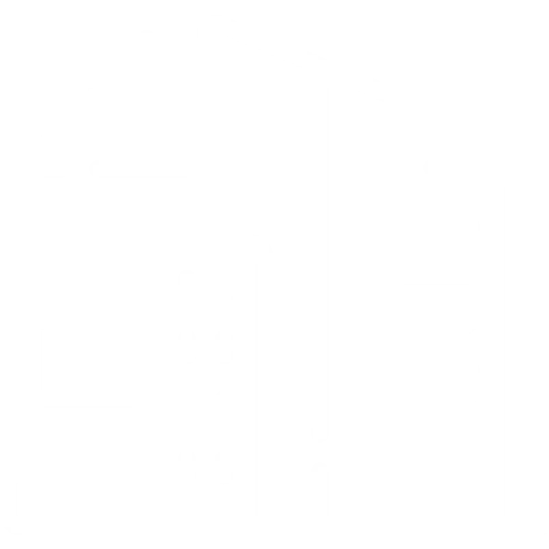 A white line art icon of several modern city buildings and skyscrapers clustered together against a plain background.