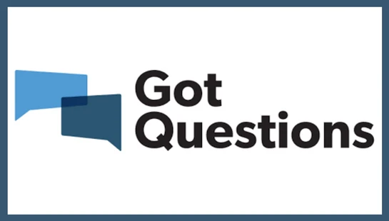 The "Got Questions" logo, featuring two overlapping blue speech bubbles next to the black text on a white background with a blue border.