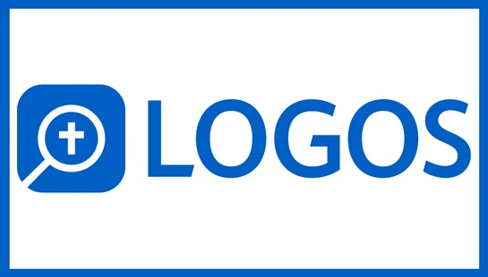 The Logos logo, featuring a blue icon of a magnifying glass with a cross inside, next to the word 'LOGOS' in blue capital letters on a white background.