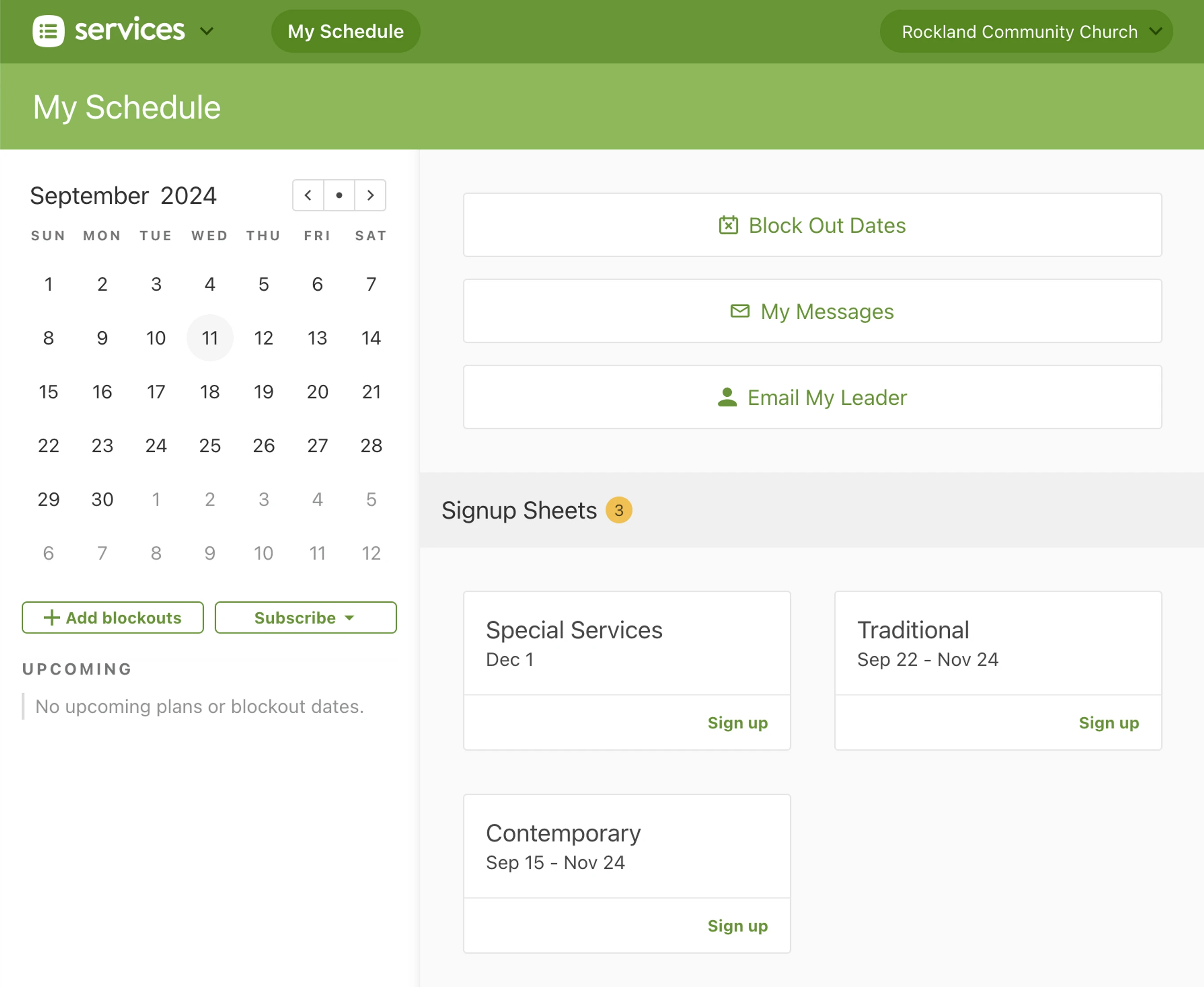 The My Schedule Page