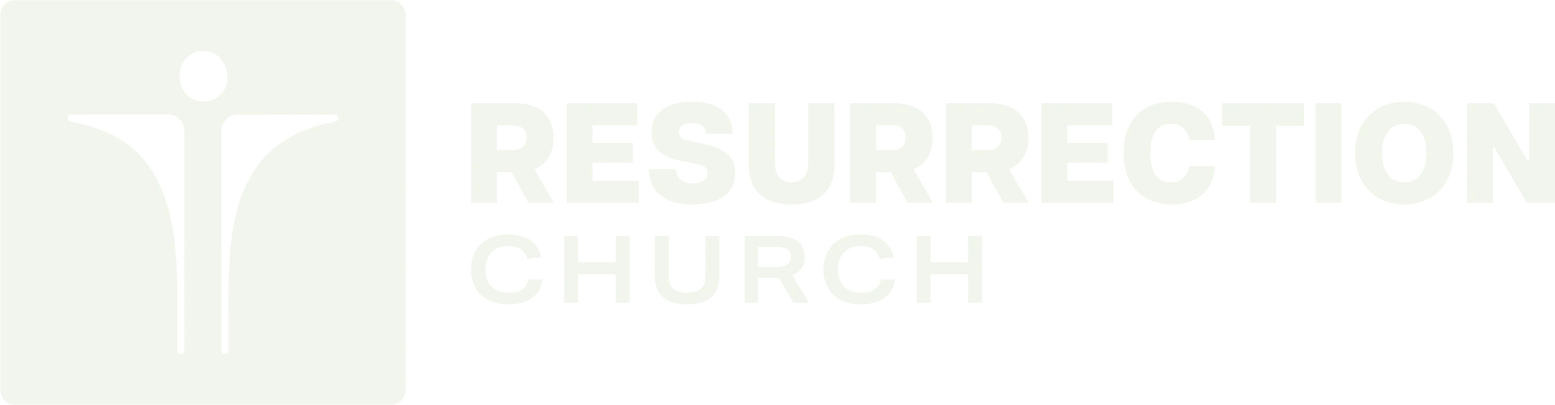 The logo for Resurrection Church in a pale green color, featuring a stylized figure with open arms next to the text 'Resurrection Church'.