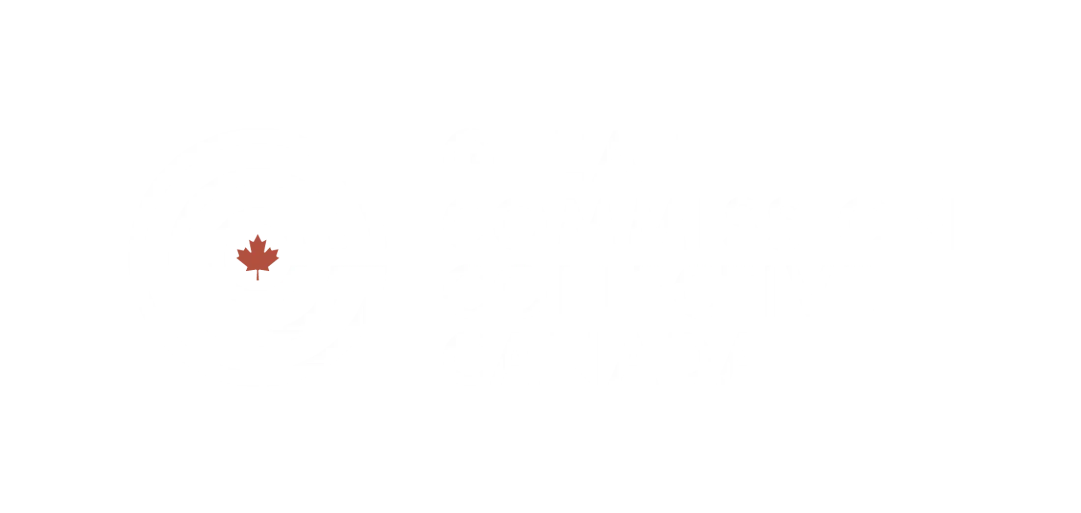 The pixelated logo for Great Commission Collective Canada in white text on a black background, with a target-like symbol containing a red maple leaf.