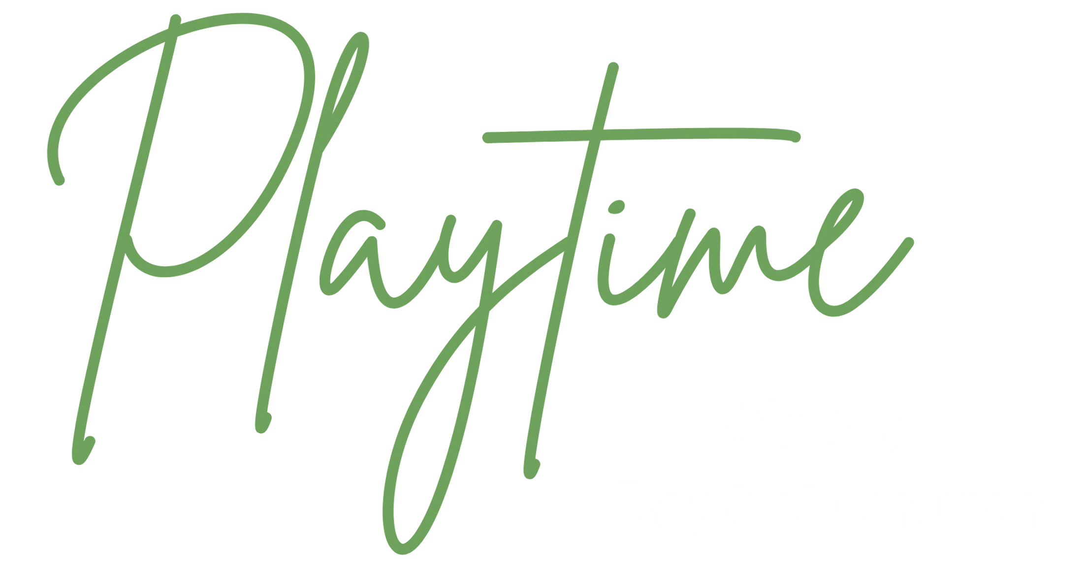 The word Playtime written in a light green, flowing cursive script on a white background.