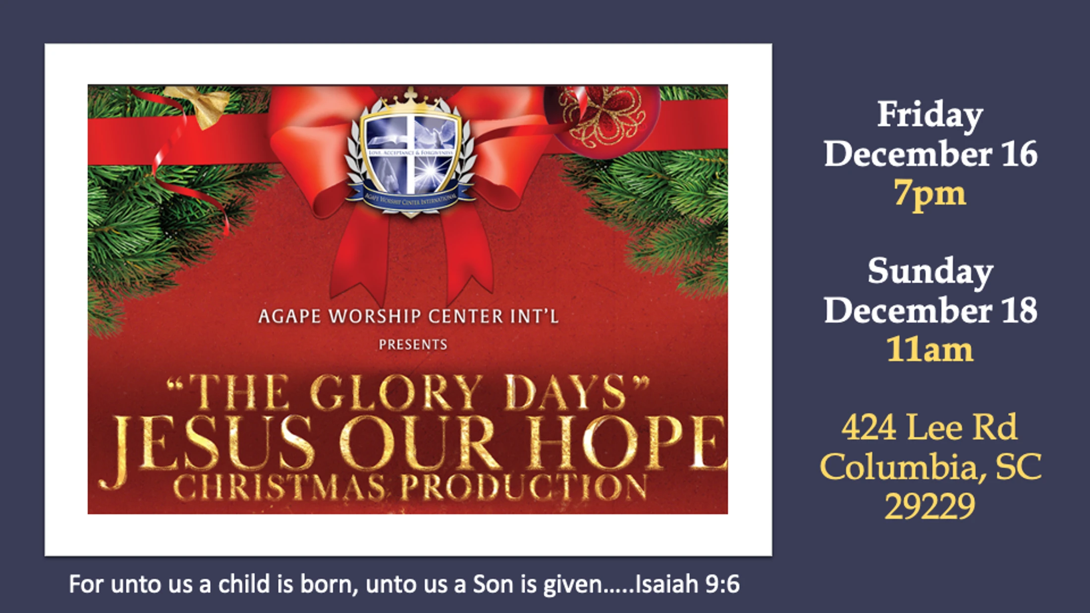 "THE GLORY DAYS" JESUS OUR HOPE