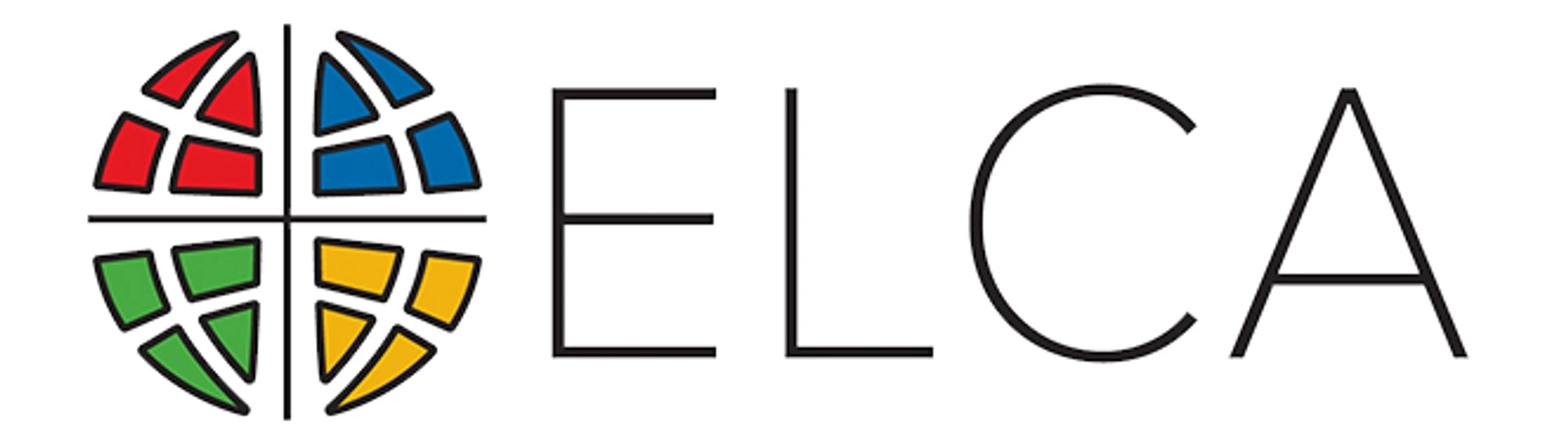 The logo for the ELCA, featuring a stylized globe divided by a cross into four colors—red, blue, green, and yellow—next to the letters ELCA in black.