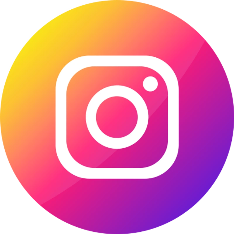The official Instagram logo, featuring a white camera icon on a vibrant yellow, pink, and purple gradient background.