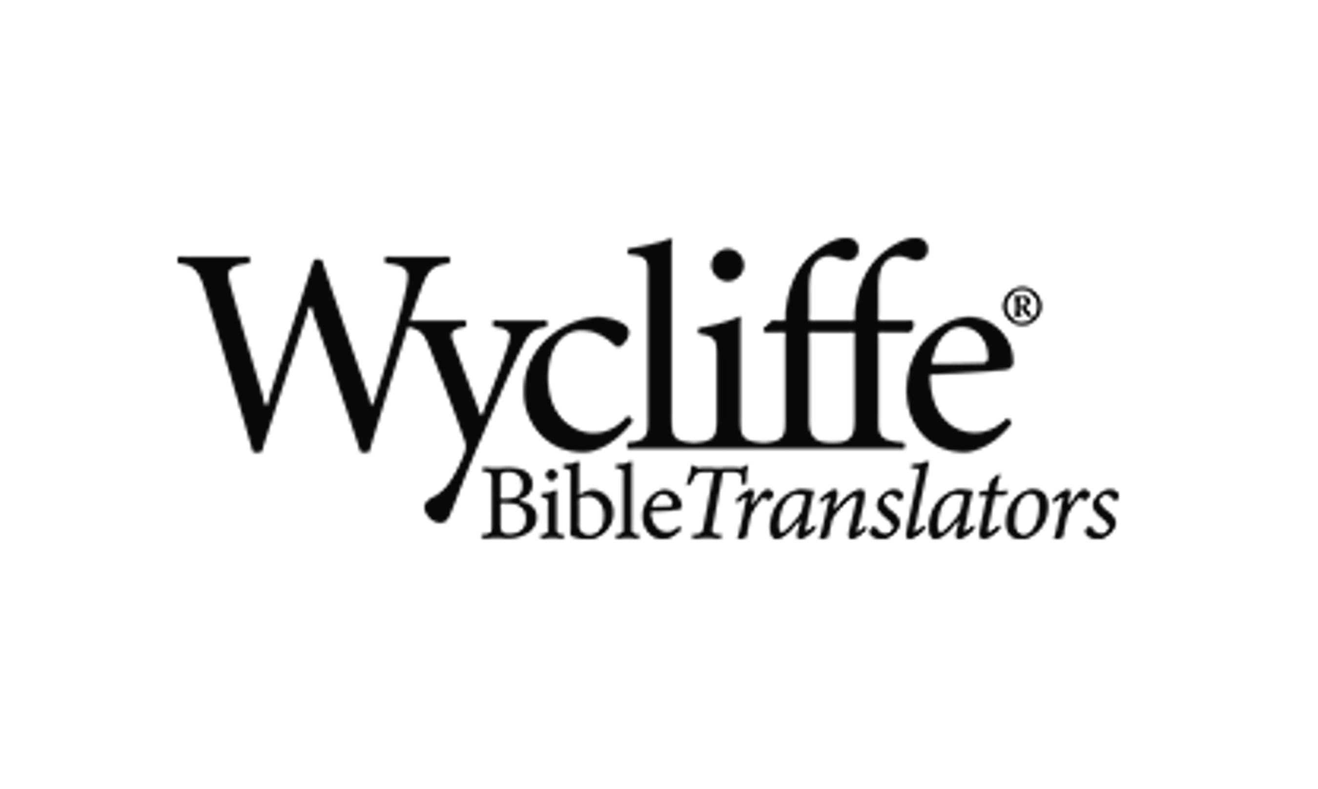 The black and white logo for Wycliffe Bible Translators, shown on a plain white background. The name 'Wycliffe' is in a large serif font.