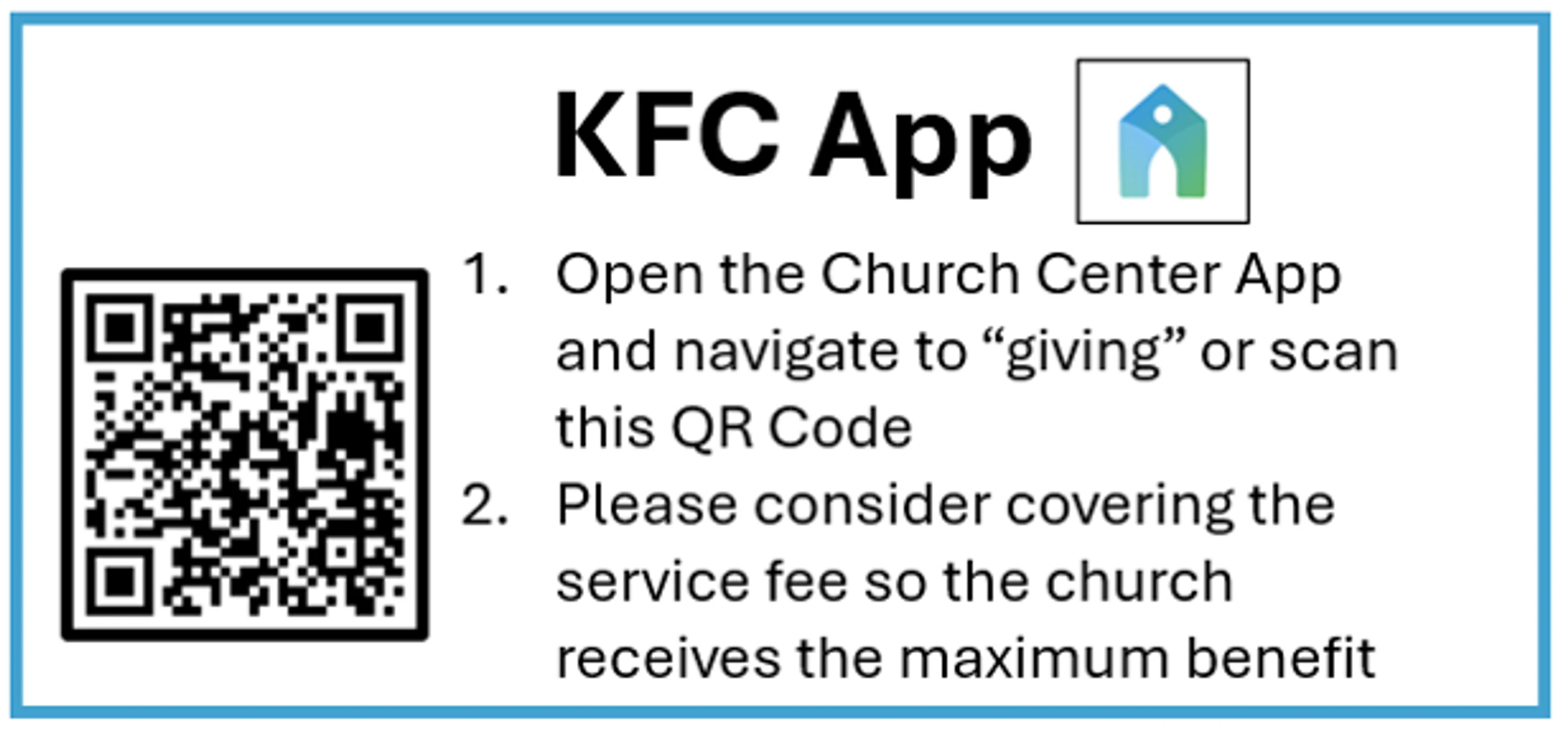 Please consider covering the service fee so the church receives the maximum benefit of you gift.