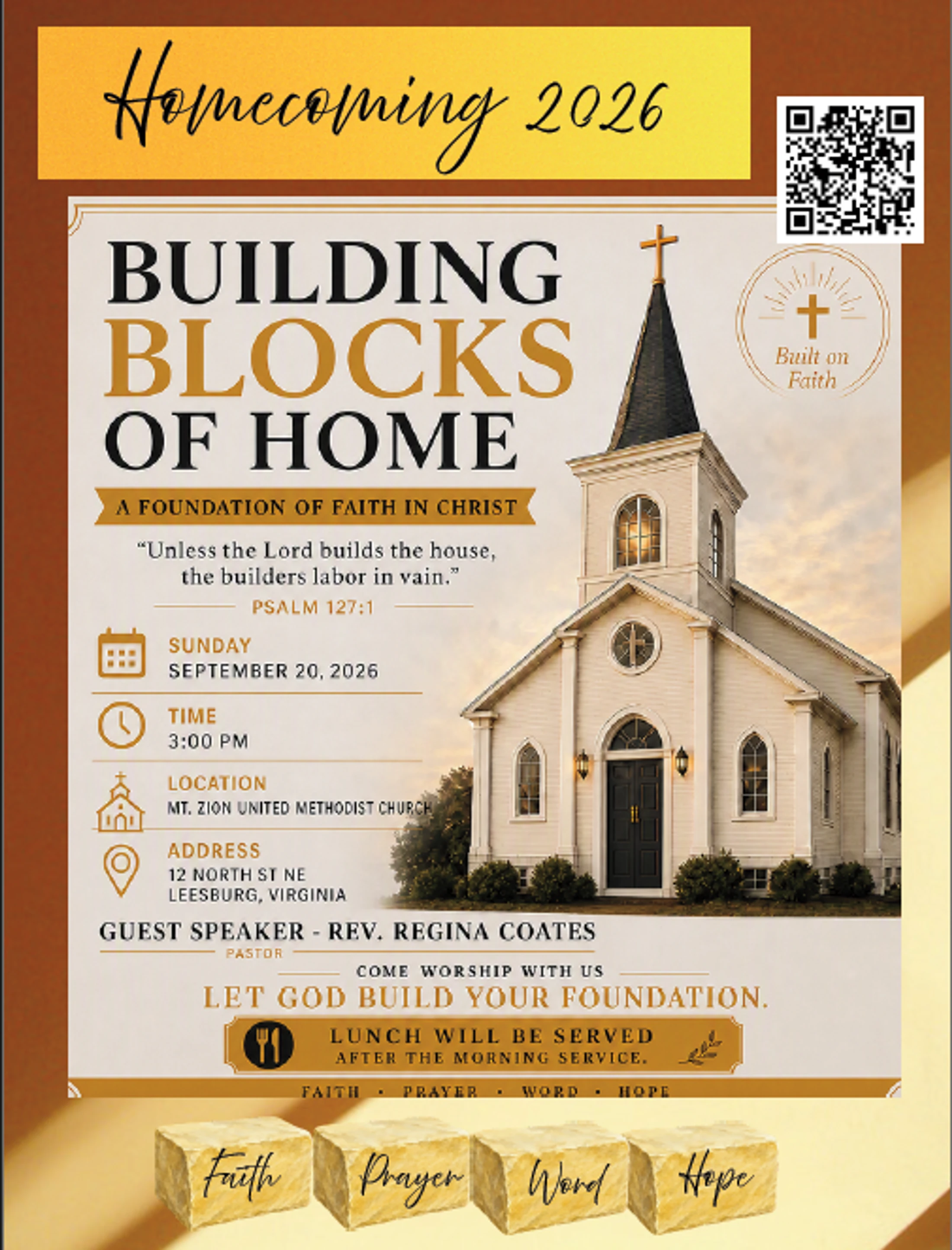 Homecoming Worship Service - 11:30 AM & 3 PM