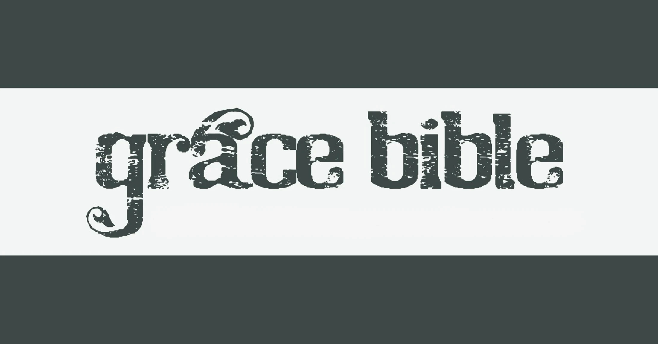 The words 'grace bible' in a distressed, dark gray font on a white background, framed by gray bars at the top and bottom.