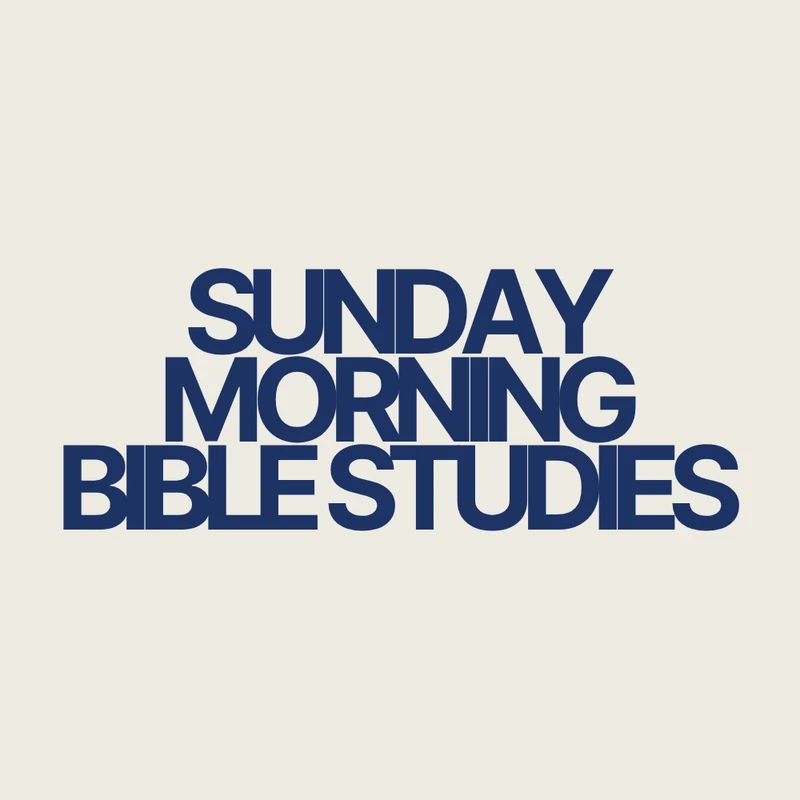 Dark blue text on a light background reads 'Sunday Morning Bible Studies.' The font is bold with thin vertical lines creating a striped or blocky effect.
