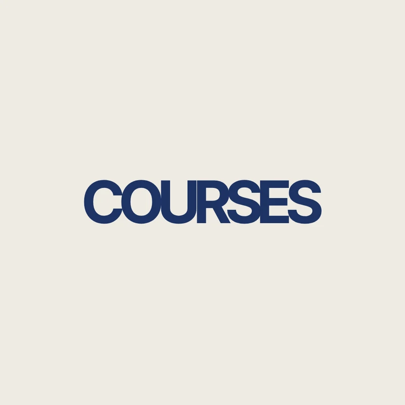 The word COURSES in a bold, dark blue, sans-serif font, centered on a light beige background.