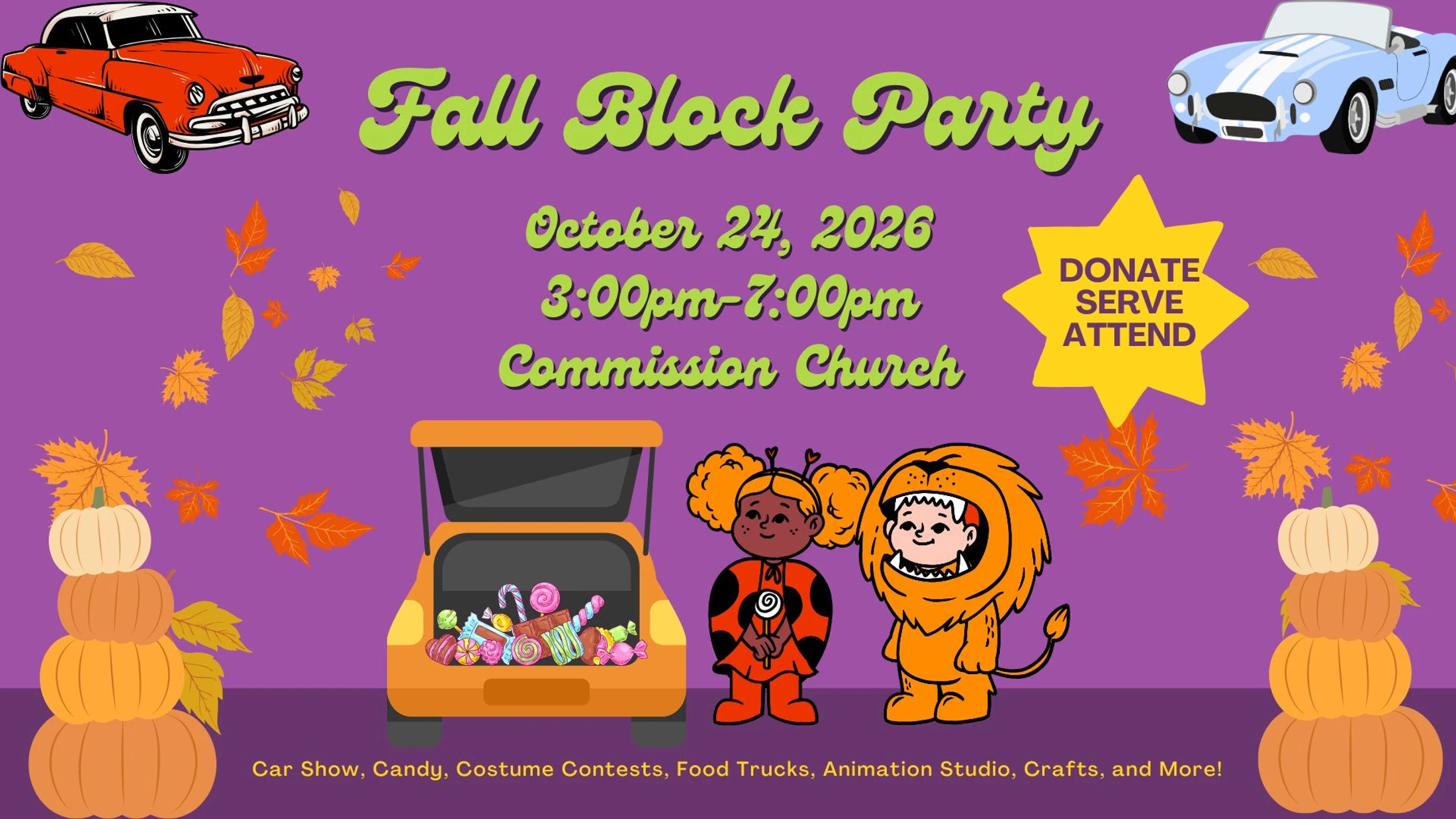 Fall Block Party (Trunk or Treat/Car Show)