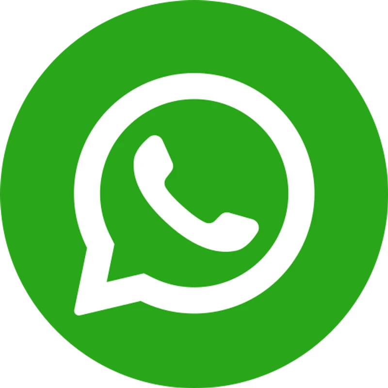The WhatsApp logo, which features a white telephone handset inside a speech bubble, set against a solid green circular background.
