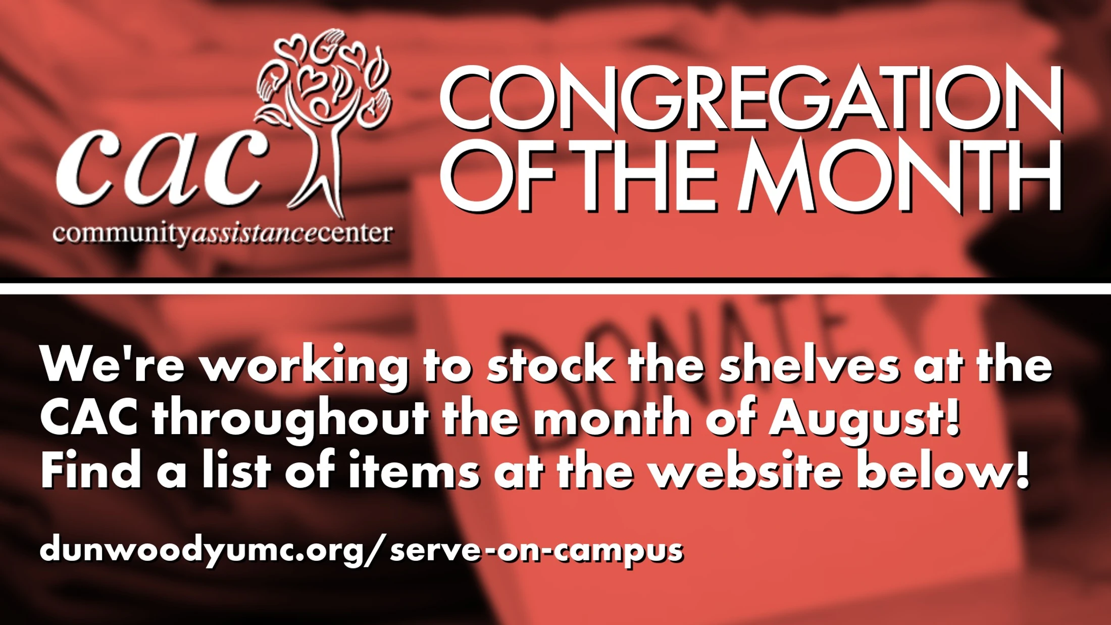 Stock the Shelves at the CAC