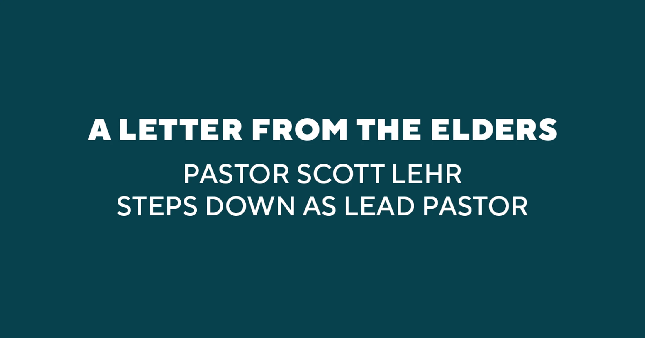 A Letter from the Elders