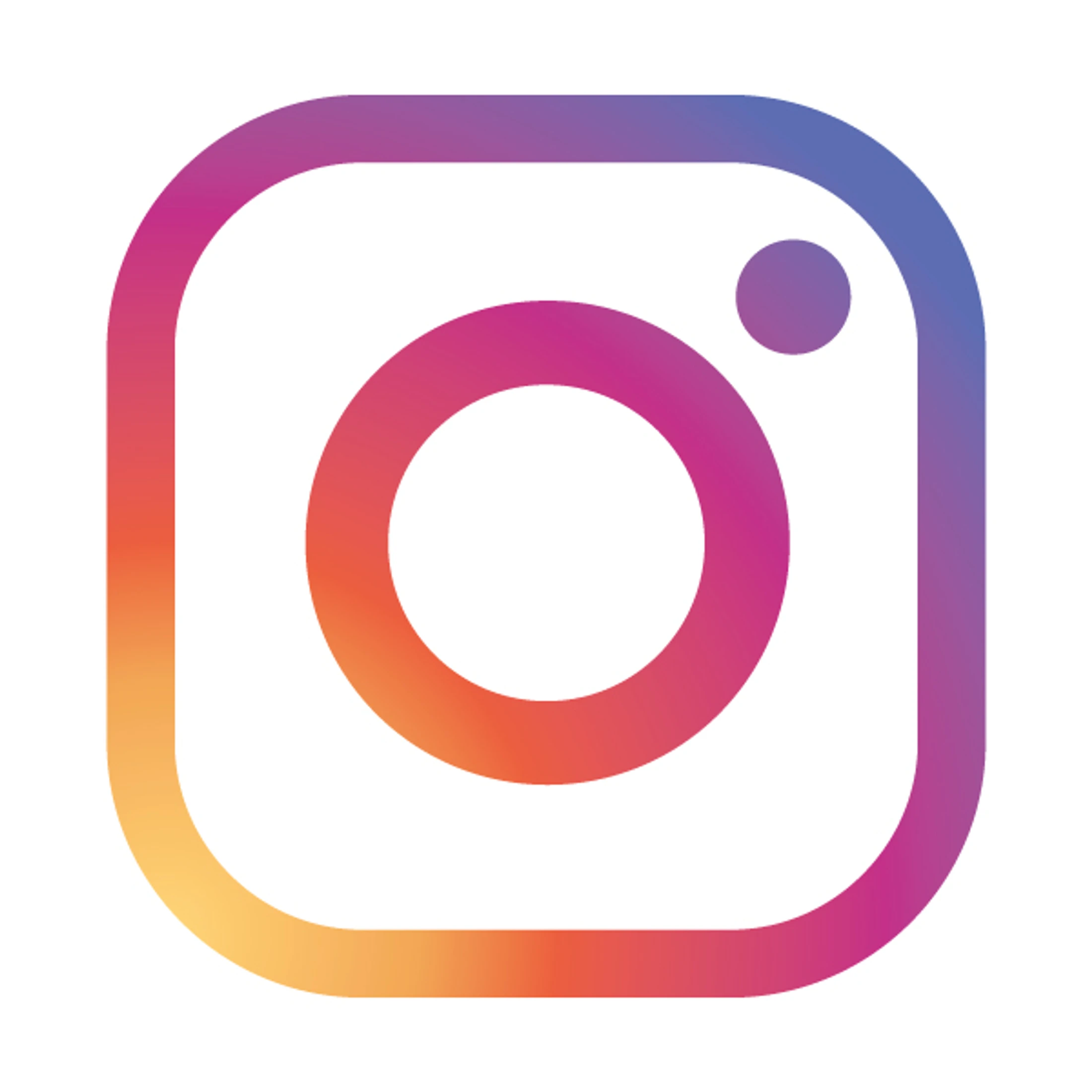The official Instagram logo, which is a stylized camera icon outlined in a gradient of purple, pink, and orange, all on a plain white background.