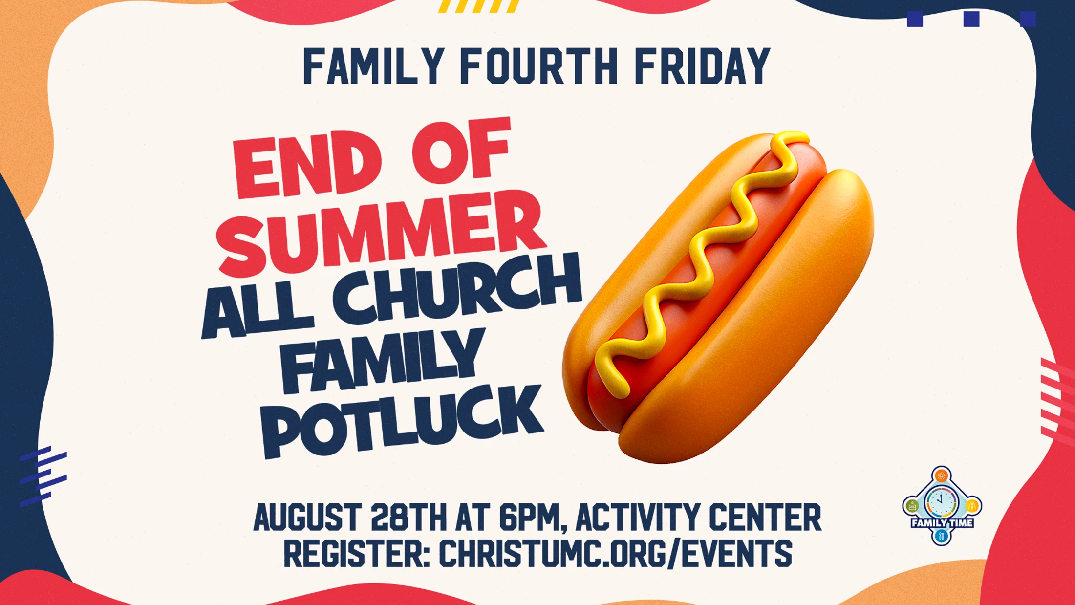 Family 4th Friday: End of Summer All Church Family Potluck
