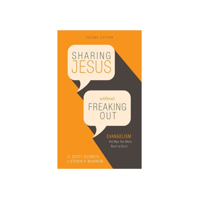 The cover of the book 'Sharing Jesus without Freaking Out,' Second Edition. The design is orange and brown with the title inside two speech bubbles.