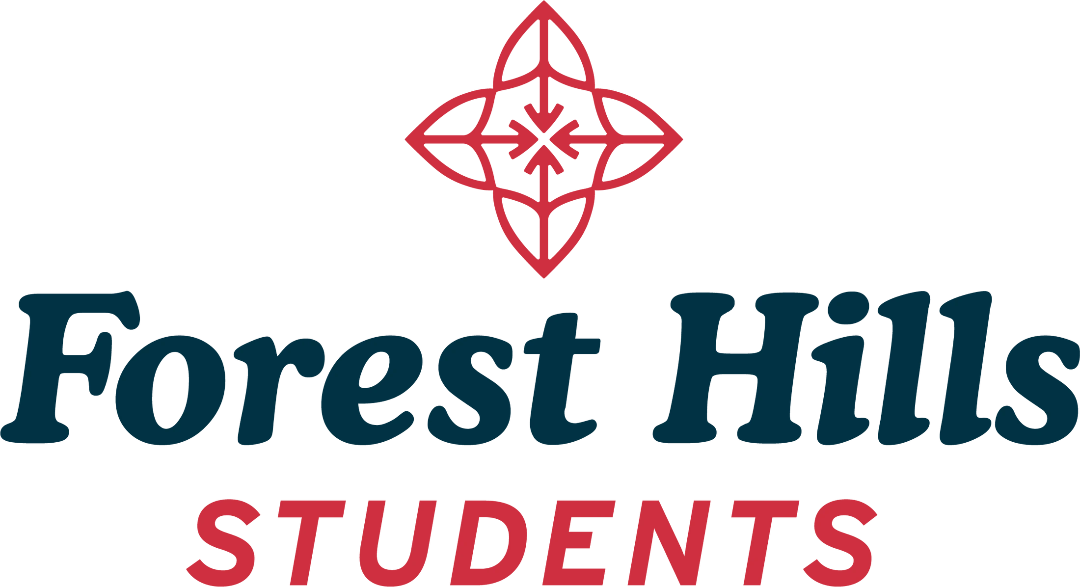 The logo for Forest Hills Students, featuring a red geometric symbol above dark teal text and the word 'STUDENTS' in red below.