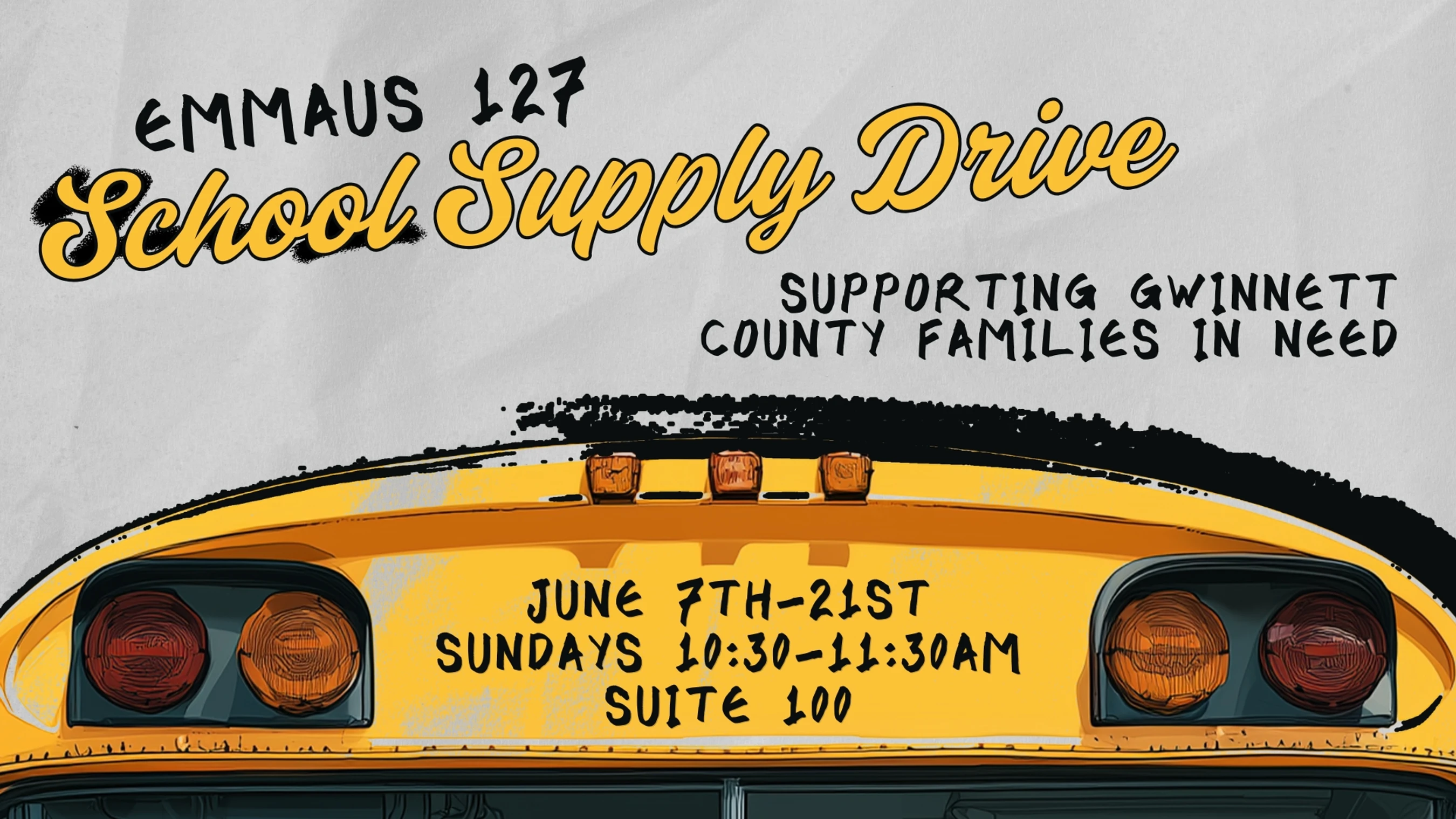 We are collecting school supplies for Gwinnett County families in need to help support the efforts of Gwinnett County Department of Family and Children's Services!&nbsp;<span>We will be collecting any new, unused school supplies for any age Sunday June 7th - Sunday June 21st.&nbsp;</span>