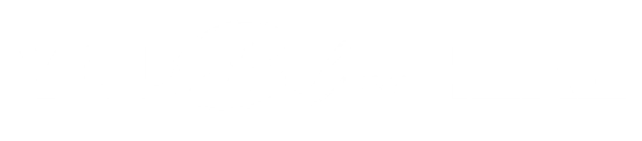 A white typographic logo for Voyou Delong Future Network featuring sans-serif, script, and block fonts on a transparent background.