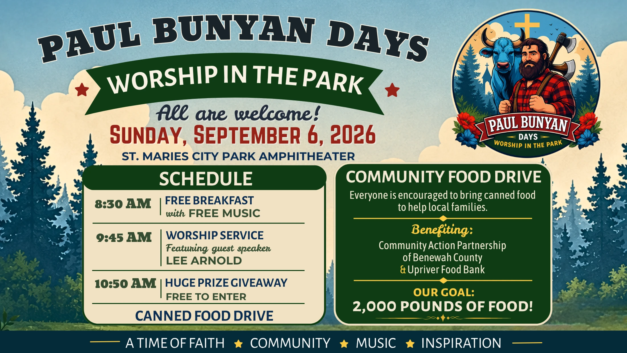 Paul Bunyan Days Worship in the Park 2026