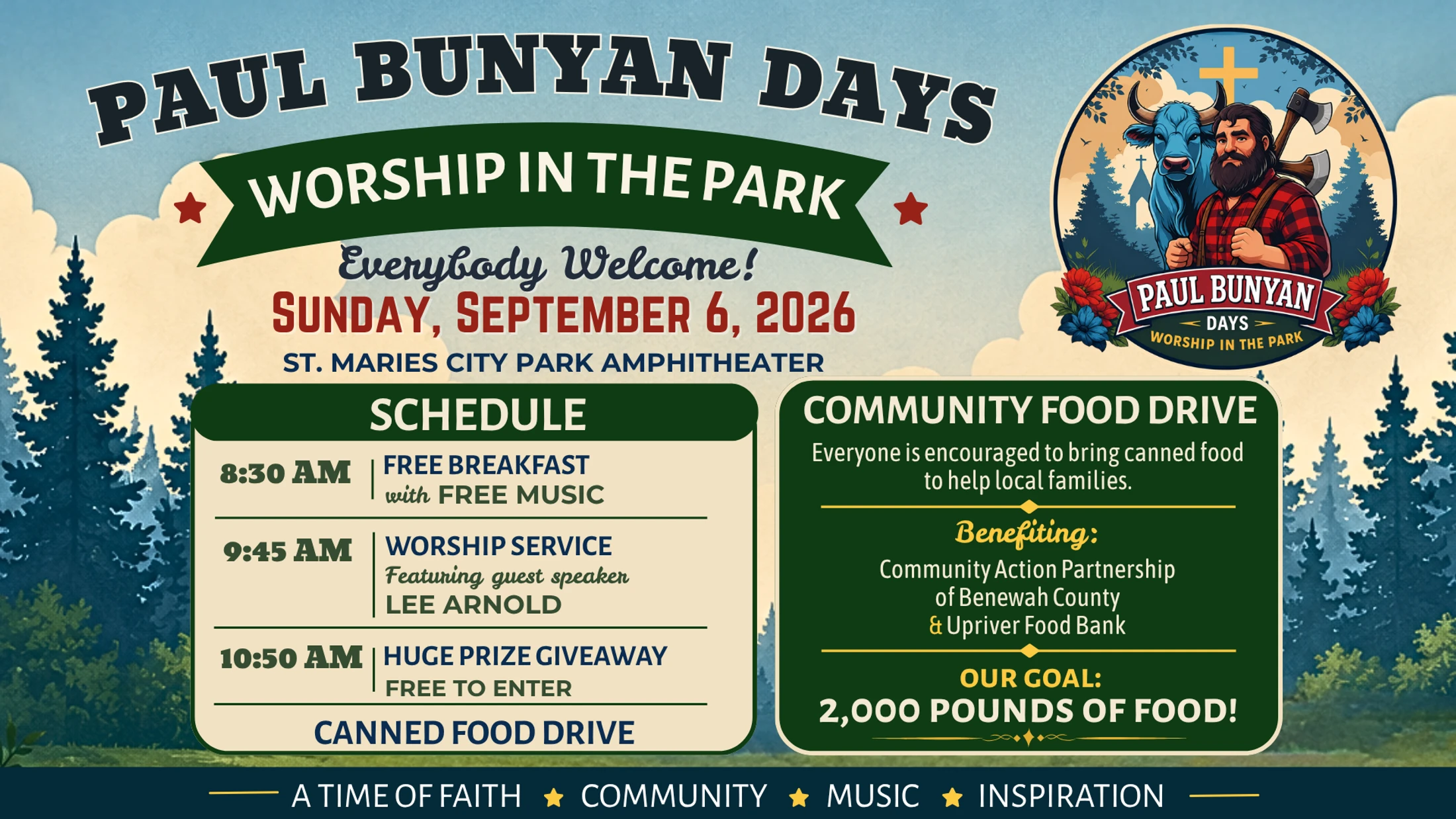 Paul Bunyan Days Worship in the Park 2026