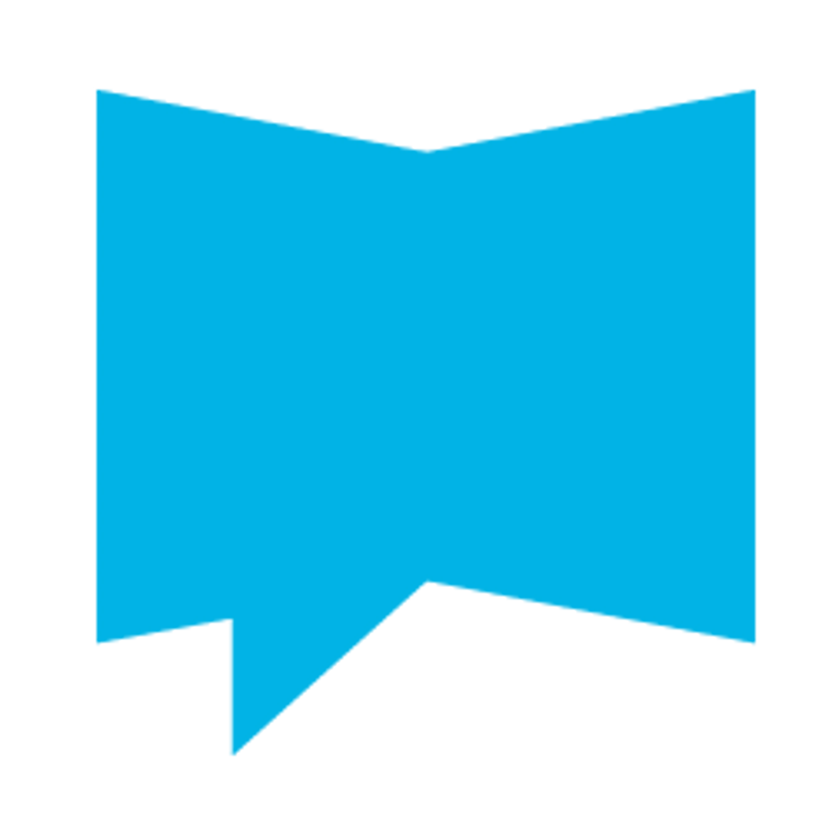 A solid light blue speech bubble icon on a white background. The bubble is rectangular with a pointer at the bottom left, suggesting speech or a comment.