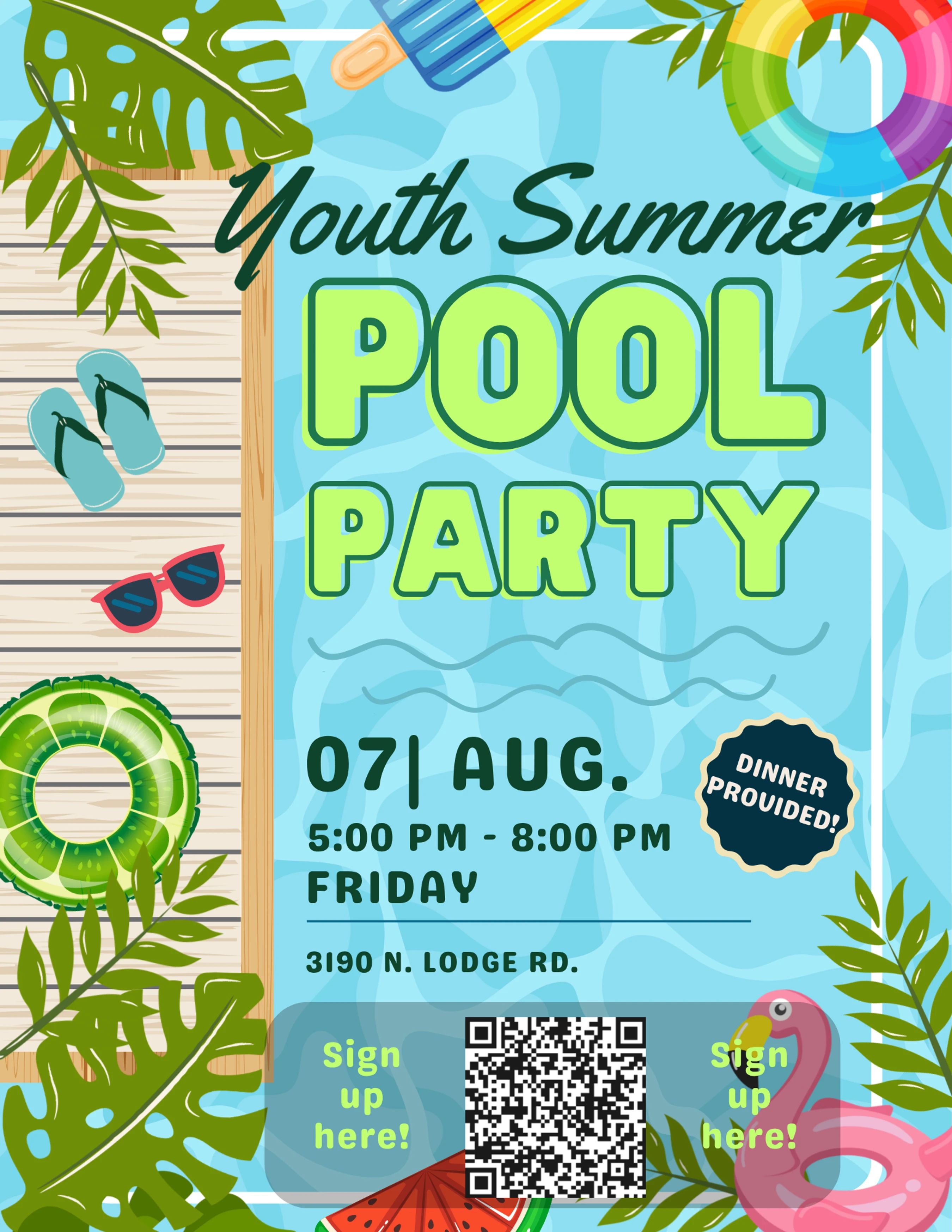 Youth Summer Pool Party<br><span style="font-weight: normal;">August 7, 5-8 PM</span>
