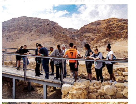 Pilgrims walking in the Holy Land