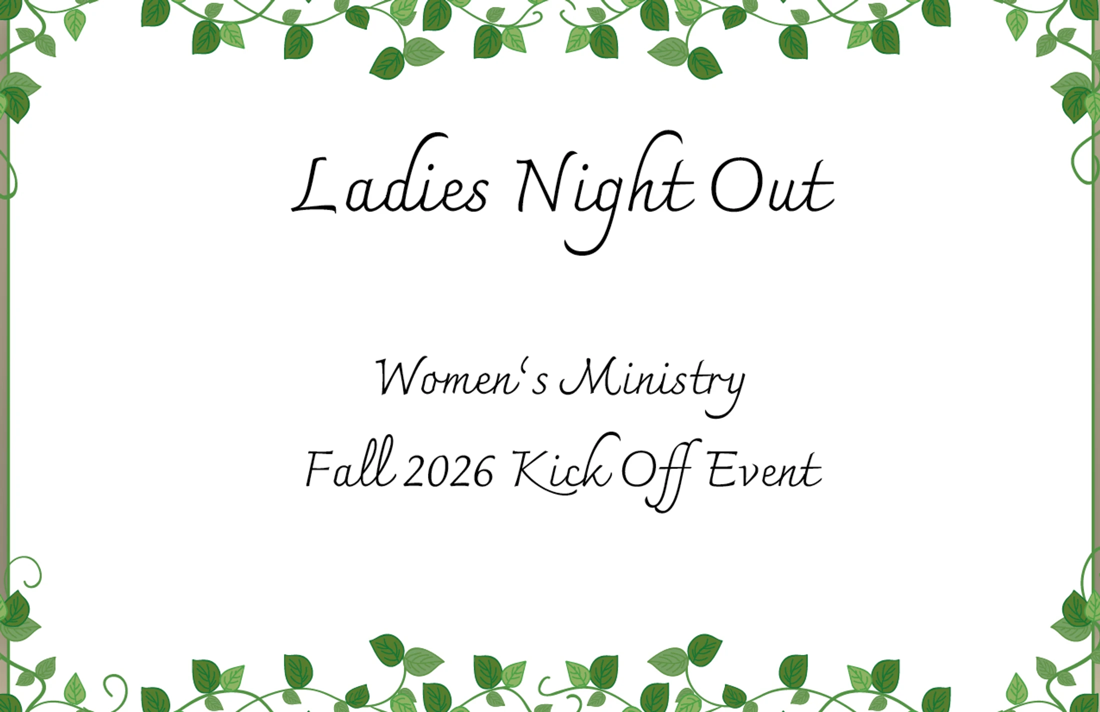 Ladies Night Out - Women's Ministry Fall Kick-Off 2026