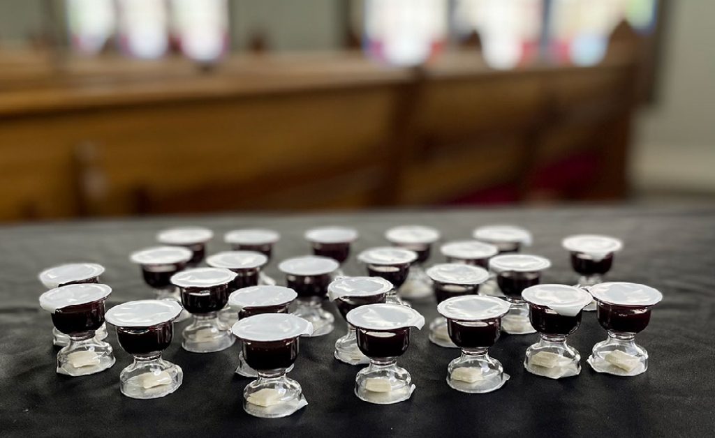 communion packets on table