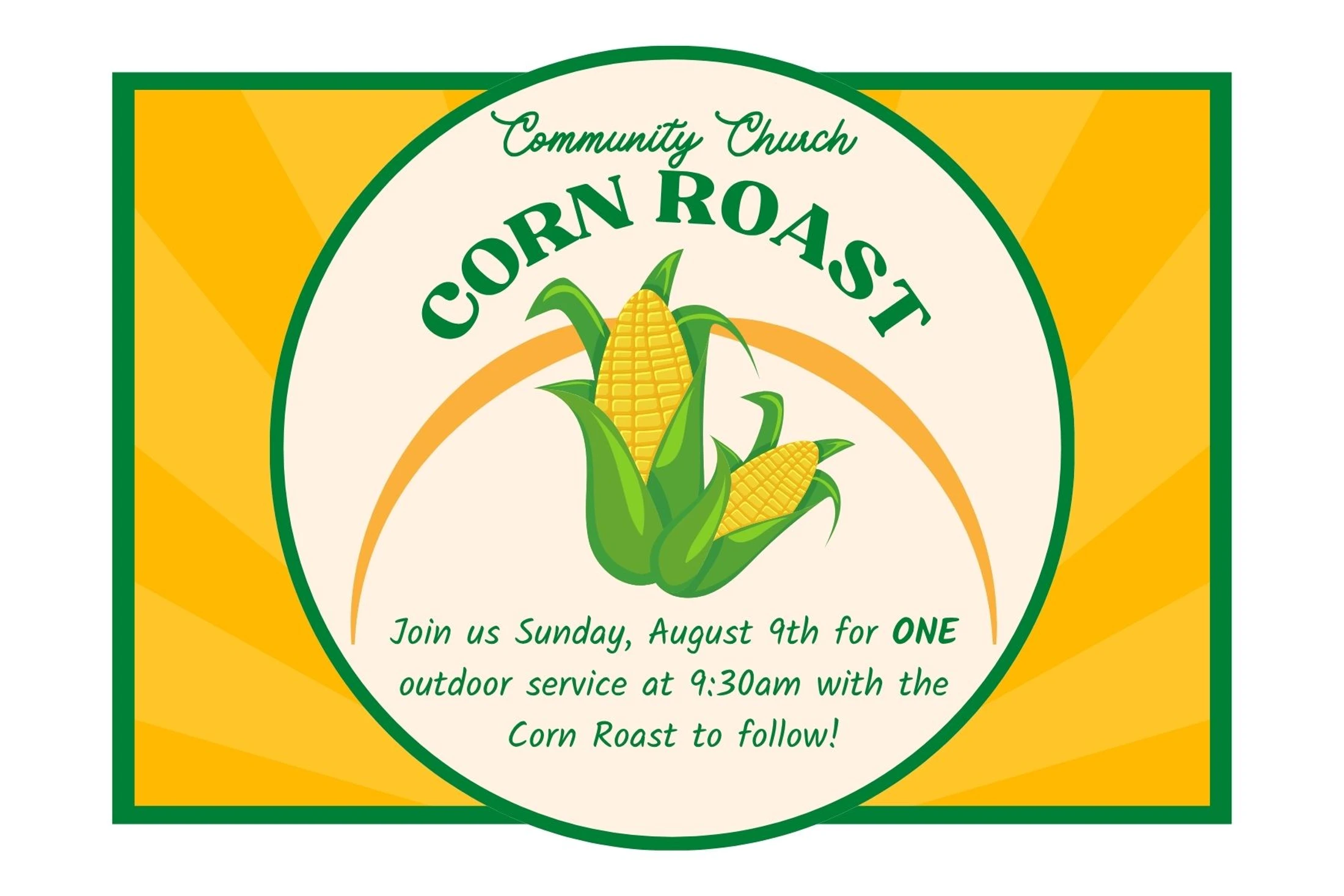 One Service at 9:30 am - Corn Roast and Picnic