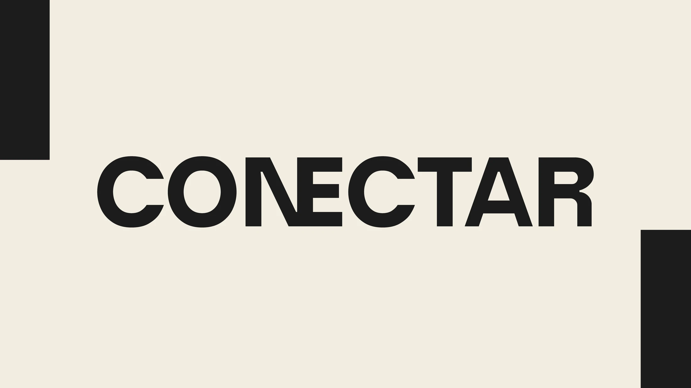 The word 'CONECTAR' in a bold, black, stylized font centered on a cream background, with black squares in the top-left and bottom-right corners.
