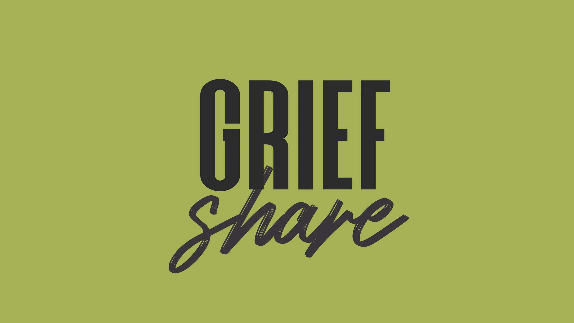 The words GriefShare in dark gray text on an olive green background. "GRIEF" is in a block font and "Share" is in a script font.